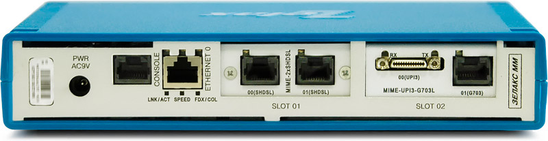 SHDSL.bis-модем Zelax MM-221 (задняя панель)